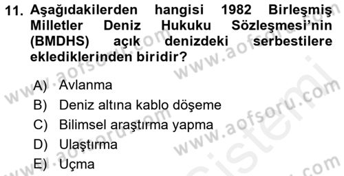 Uluslararası Hukuk 2 Dersi 2018 - 2019 Yılı (Vize) Ara Sınav Soruları 11. Soru