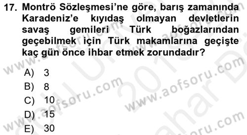 Uluslararası Hukuk 2 Dersi 2018 - 2019 Yılı (Vize) Ara Sınav Soruları 17. Soru