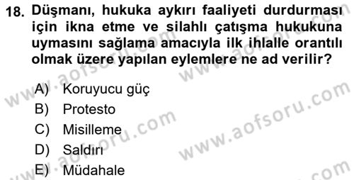 Uluslararası Hukuk 2 Dersi 2018 - 2019 Yılı (Vize) Ara Sınav Soruları 18. Soru