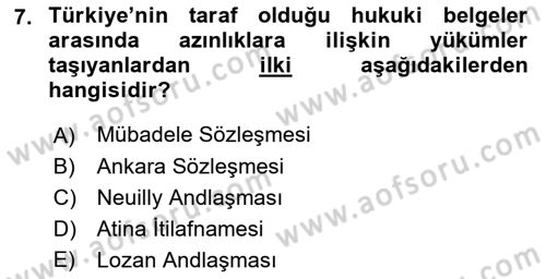 Uluslararası Hukuk 2 Dersi 2018 - 2019 Yılı (Vize) Ara Sınav Soruları 7. Soru