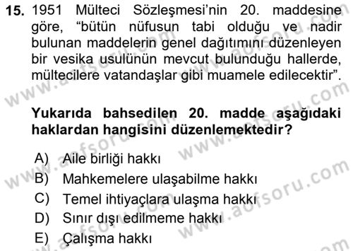Uluslararası Hukuk 2 Dersi 2018 - 2019 Yılı (Final) Dönem Sonu Sınav Soruları 15. Soru