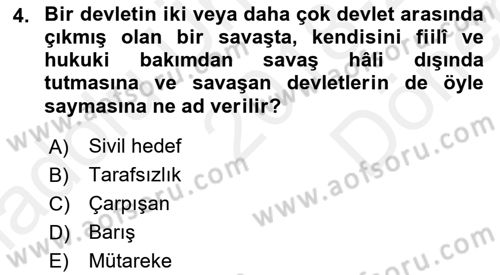 Uluslararası Hukuk 2 Dersi 2018 - 2019 Yılı (Final) Dönem Sonu Sınav Soruları 4. Soru