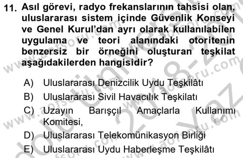 Uluslararası Hukuk 2 Dersi 2018 - 2019 Yılı Yaz Okulu Sınav Soruları 11. Soru
