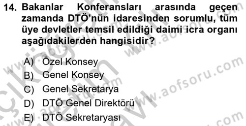 Uluslararası Hukuk 2 Dersi 2018 - 2019 Yılı Yaz Okulu Sınav Soruları 14. Soru
