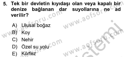 Uluslararası Hukuk 2 Dersi 2018 - 2019 Yılı Yaz Okulu Sınav Soruları 5. Soru