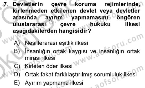 Uluslararası Hukuk 2 Dersi 2018 - 2019 Yılı Yaz Okulu Sınav Soruları 7. Soru
