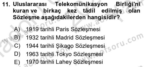 Uluslararası Hukuk 2 Dersi 2020 - 2021 Yılı Yaz Okulu Sınav Soruları 11. Soru