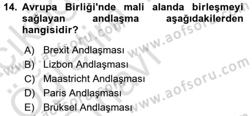 Uluslararası Hukuk 2 Dersi 2020 - 2021 Yılı Yaz Okulu Sınav Soruları 14. Soru