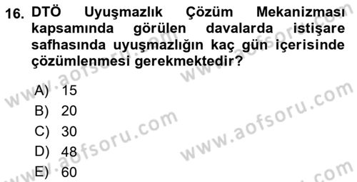 Uluslararası Hukuk 2 Dersi 2020 - 2021 Yılı Yaz Okulu Sınav Soruları 16. Soru