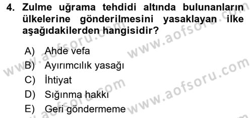 Uluslararası Hukuk 2 Dersi 2020 - 2021 Yılı Yaz Okulu Sınav Soruları 4. Soru