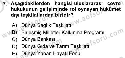Uluslararası Hukuk 2 Dersi 2020 - 2021 Yılı Yaz Okulu Sınav Soruları 7. Soru