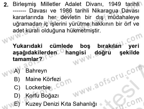 Uluslararası Hukuk 2 Dersi 2021 - 2022 Yılı (Vize) Ara Sınav Soruları 2. Soru
