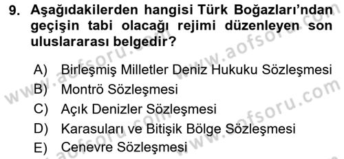 Uluslararası Hukuk 2 Dersi 2021 - 2022 Yılı (Vize) Ara Sınav Soruları 9. Soru