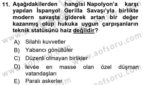 Uluslararası Hukuk 2 Dersi 2021 - 2022 Yılı (Final) Dönem Sonu Sınav Soruları 11. Soru