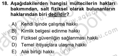 Uluslararası Hukuk 2 Dersi 2021 - 2022 Yılı (Final) Dönem Sonu Sınav Soruları 18. Soru