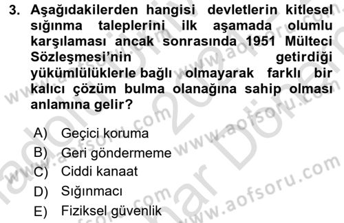 Uluslararası Hukuk 2 Dersi 2021 - 2022 Yılı (Final) Dönem Sonu Sınav Soruları 3. Soru
