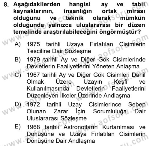 Uluslararası Hukuk 2 Dersi 2021 - 2022 Yılı (Final) Dönem Sonu Sınav Soruları 8. Soru