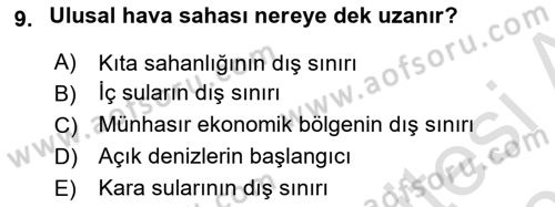 Uluslararası Hukuk 2 Dersi 2021 - 2022 Yılı (Final) Dönem Sonu Sınav Soruları 9. Soru