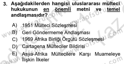 Uluslararası Hukuk 2 Dersi 2021 - 2022 Yılı Yaz Okulu Sınav Soruları 3. Soru