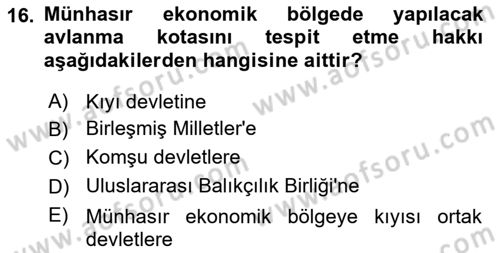 Uluslararası Hukuk 2 Dersi 2022 - 2023 Yılı Yaz Okulu Sınav Soruları 16. Soru