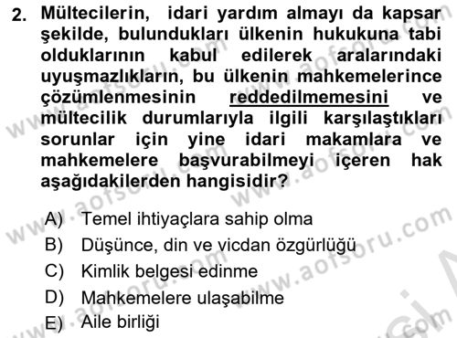 Uluslararası Hukuk 2 Dersi 2022 - 2023 Yılı Yaz Okulu Sınav Soruları 2. Soru