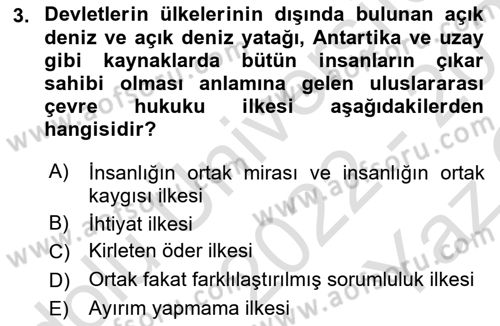 Uluslararası Hukuk 2 Dersi 2022 - 2023 Yılı Yaz Okulu Sınav Soruları 3. Soru