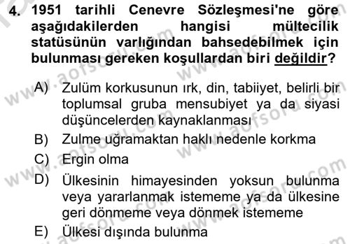 Uluslararası Hukuk 2 Dersi 2022 - 2023 Yılı Yaz Okulu Sınav Soruları 4. Soru