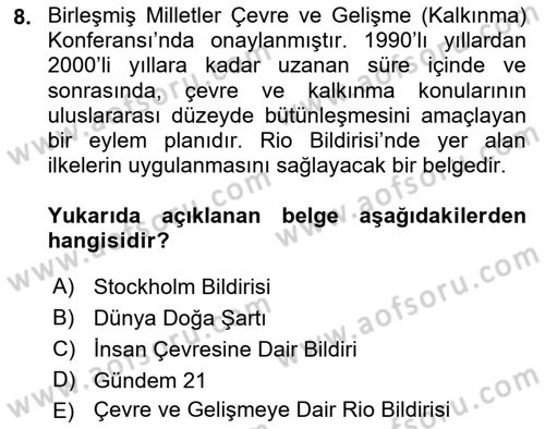Uluslararası Hukuk 2 Dersi 2022 - 2023 Yılı Yaz Okulu Sınav Soruları 8. Soru