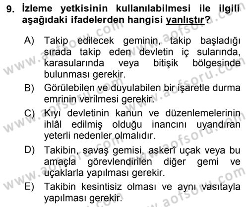 Uluslararası Hukuk 2 Dersi 2022 - 2023 Yılı Yaz Okulu Sınav Soruları 9. Soru
