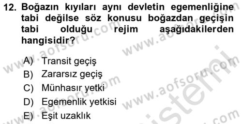 Uluslararası Hukuk 2 Dersi 2023 - 2024 Yılı (Vize) Ara Sınav Soruları 12. Soru