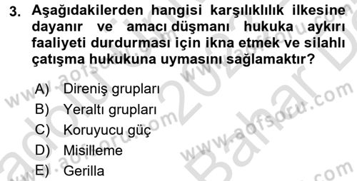 Uluslararası Hukuk 2 Dersi 2023 - 2024 Yılı (Vize) Ara Sınav Soruları 3. Soru