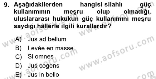 Uluslararası Hukuk 2 Dersi 2023 - 2024 Yılı (Vize) Ara Sınav Soruları 9. Soru