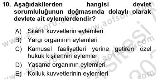 Uluslararası Hukuk 2 Dersi 2023 - 2024 Yılı (Final) Dönem Sonu Sınav Soruları 10. Soru