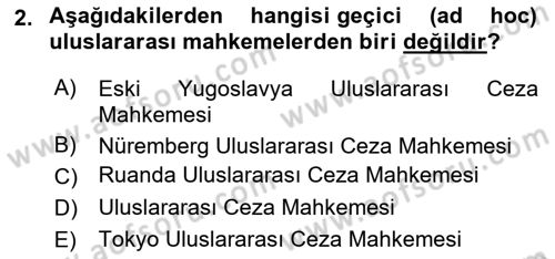 Uluslararası Hukuk 2 Dersi 2023 - 2024 Yılı (Final) Dönem Sonu Sınav Soruları 2. Soru