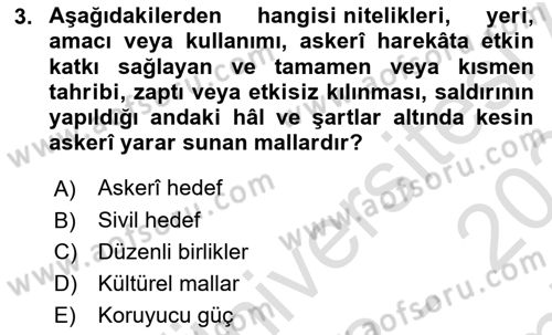 Uluslararası Hukuk 2 Dersi 2023 - 2024 Yılı (Final) Dönem Sonu Sınav Soruları 3. Soru