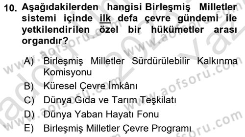 Uluslararası Hukuk 2 Dersi 2023 - 2024 Yılı Yaz Okulu Sınav Soruları 10. Soru