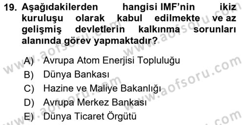Uluslararası Hukuk 2 Dersi 2023 - 2024 Yılı Yaz Okulu Sınav Soruları 19. Soru