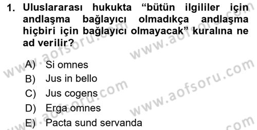 Uluslararası Hukuk 2 Dersi 2024 - 2025 Yılı (Vize) Ara Sınav Soruları 1. Soru