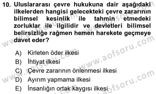 Uluslararası Hukuk 2 Dersi 2024 - 2025 Yılı (Vize) Ara Sınav Soruları 10. Soru