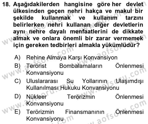 Uluslararası Hukuk 2 Dersi 2024 - 2025 Yılı (Vize) Ara Sınav Soruları 18. Soru