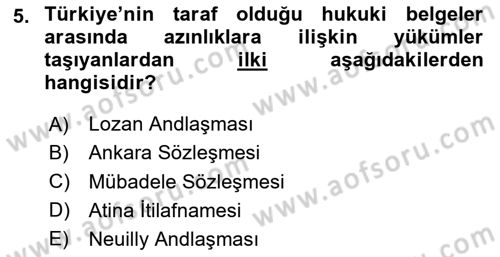 Uluslararası Hukuk 2 Dersi 2024 - 2025 Yılı (Vize) Ara Sınav Soruları 5. Soru