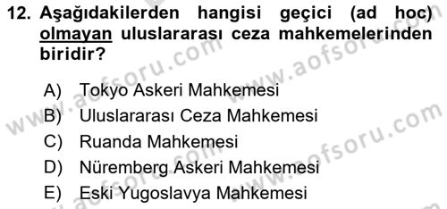 Uluslararası Hukuk 2 Dersi 2024 - 2025 Yılı (Final) Dönem Sonu Sınav Soruları 12. Soru