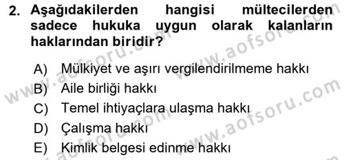Uluslararası Hukuk 2 Dersi 2024 - 2025 Yılı (Final) Dönem Sonu Sınav Soruları 2. Soru