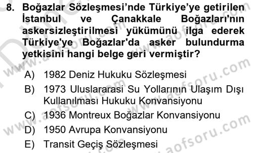 Uluslararası Hukuk 2 Dersi 2024 - 2025 Yılı (Final) Dönem Sonu Sınav Soruları 8. Soru