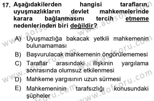 Uluslararası Ticaret Hukuku Dersi 2018 - 2019 Yılı (Final) Dönem Sonu Sınav Soruları 17. Soru
