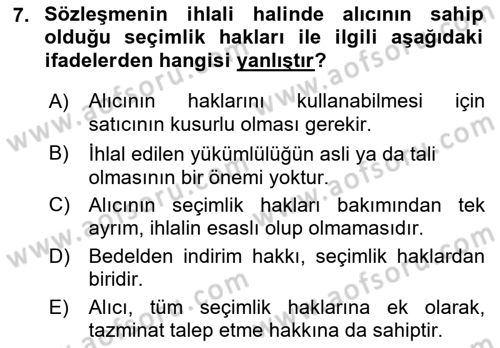 Uluslararası Ticaret Hukuku Dersi Ara Sınavı Deneme Sınav Soruları 7. Soru