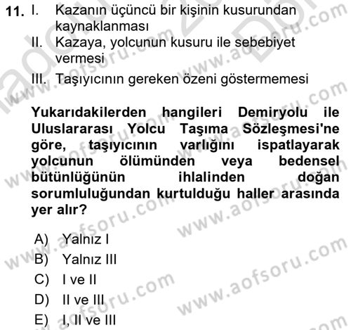 Uluslararası Ticaret Hukuku Dersi 2019 - 2020 Yılı (Final) Dönem Sonu Sınav Soruları 11. Soru