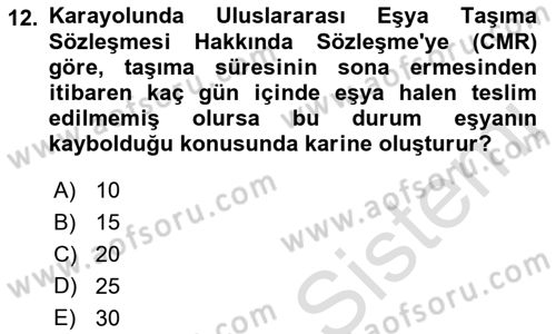 Uluslararası Ticaret Hukuku Dersi 2019 - 2020 Yılı (Final) Dönem Sonu Sınav Soruları 12. Soru