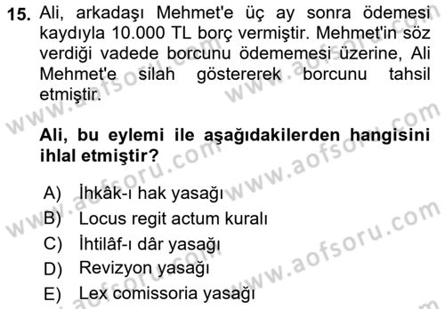 Uluslararası Ticaret Hukuku Dersi 2019 - 2020 Yılı (Final) Dönem Sonu Sınav Soruları 15. Soru