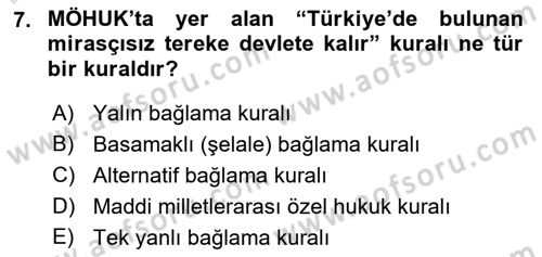 Uluslararası Ticaret Hukuku Dersi 2019 - 2020 Yılı (Final) Dönem Sonu Sınav Soruları 7. Soru